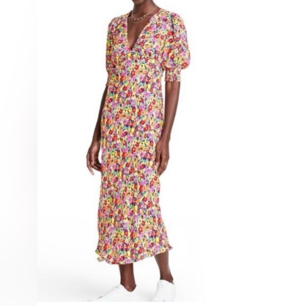 Rixo x Target Floral Puff Sleeve Midi Dress Size 0